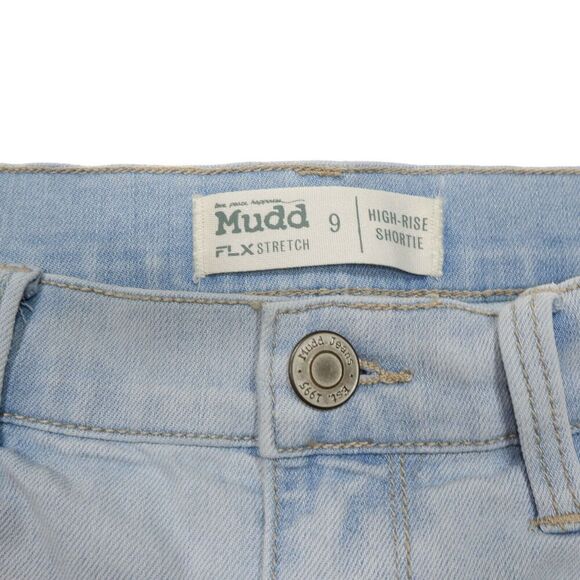 Mudd Jean Shorts Junior 9 W28 High Rise Shortie Flx Stretch Distressed Denim - Picture 3 of 7